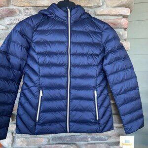 Michael Kors Full Zip Chevron Vest Women's Small Vista Blue Gold NWT